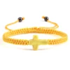 Bracelet en corde tressée fait main, turquoise naturelle, croix de Jésus, bracelet réglable pour homme, femme, couple, bijoux religieux porte-bonheur, cadeau