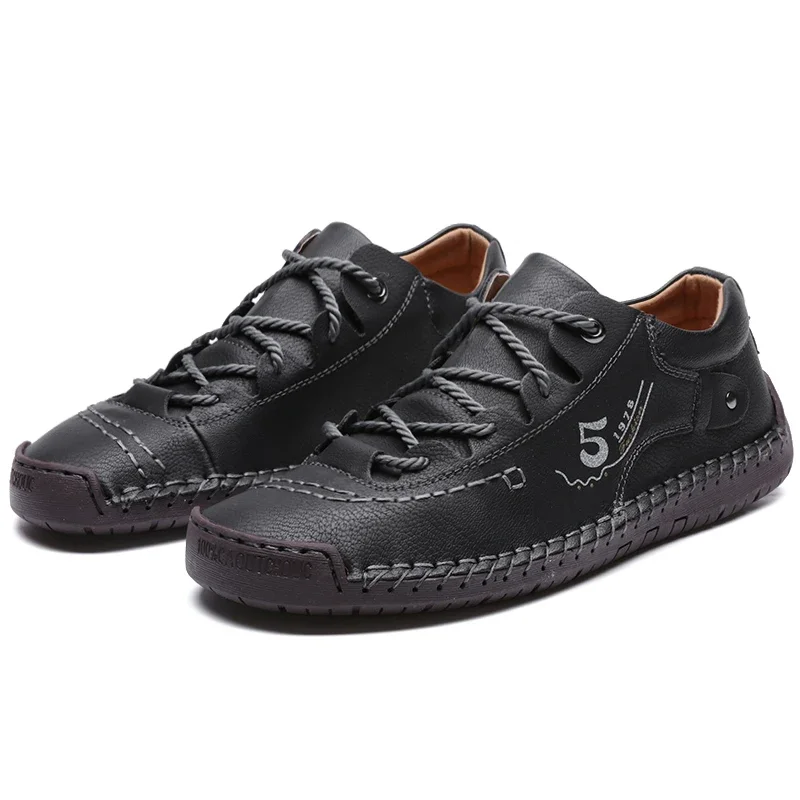 38-48 Fashion Hand Sewn Mens Leather Shoes Antiskid Casual Wear Resistant Loafers Shoes Tenis Masculino Driving Free Shipping 6
