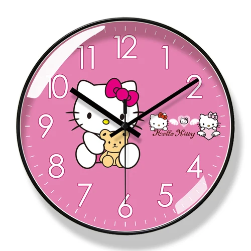 .com: JIEKEME Decorative Wall Clock Hello Kitty with Rabbit Silent  Non-Ticking Digital Clock Battery Operated Round Easy to Read  Home/Office/School Clock : Home & Kitchen