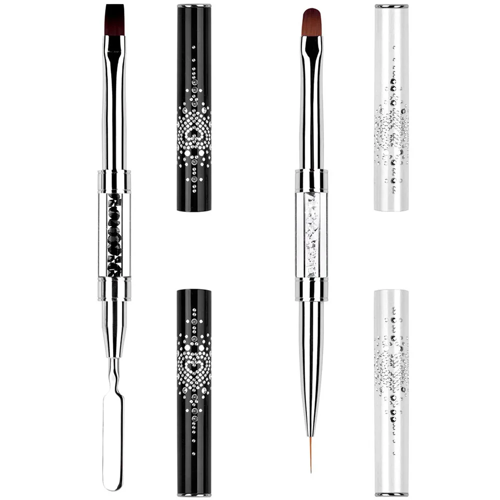 Dual-Ended Hard Nail Art Brush Builder Gel Strass Griff Französische Spitze für Maniküre Design Polnisch Gel Liner Professioneller Stift – Detail 5