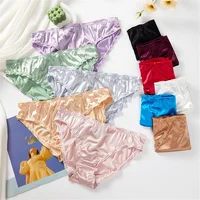 Dames volants garniture Satin glace soie sans couture No Show sous-vêtements slips invisibles grande taille femmes culottes S/M/L/XL 2