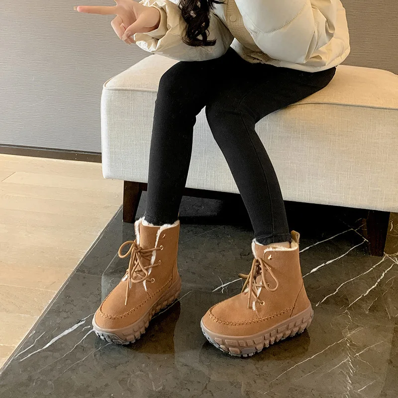 Hot! Winter Tailor-made Suits Rubber Non-slip Leather Women's Cotton Boots with Real Fur