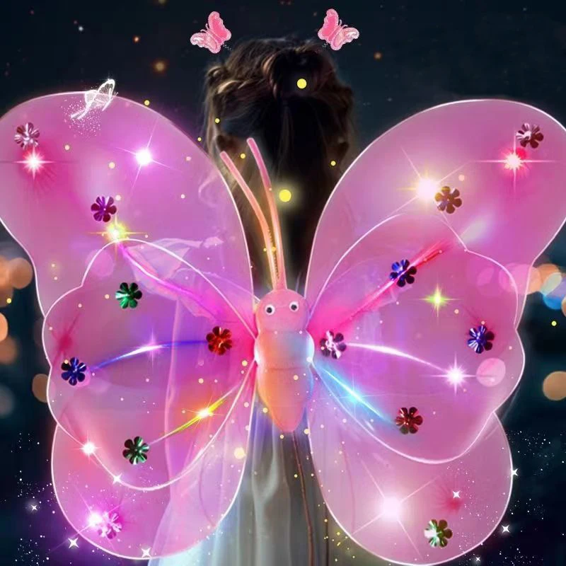 Hair Bands Hair Accessories Hair Headband Accessories Cosplay Accessories Baby Headband Set Kids Butterfly Headband Wings Fairy Wand Glitter Dressing Up Fairy Wing Costume