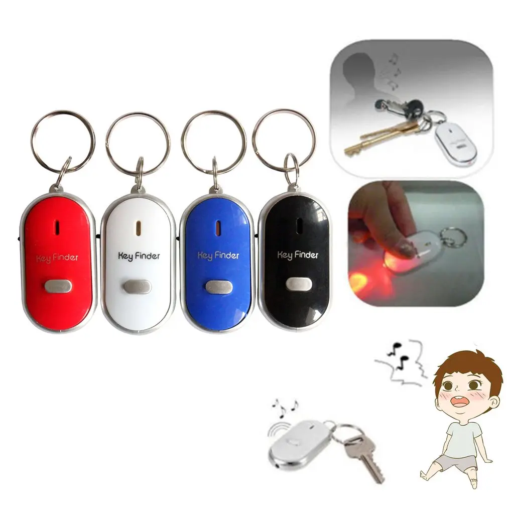 Key Finder Smart Search Locator Anti-lost Keychain Whistle Beep Sound Control LED Flashlight Portable Car Key Finder