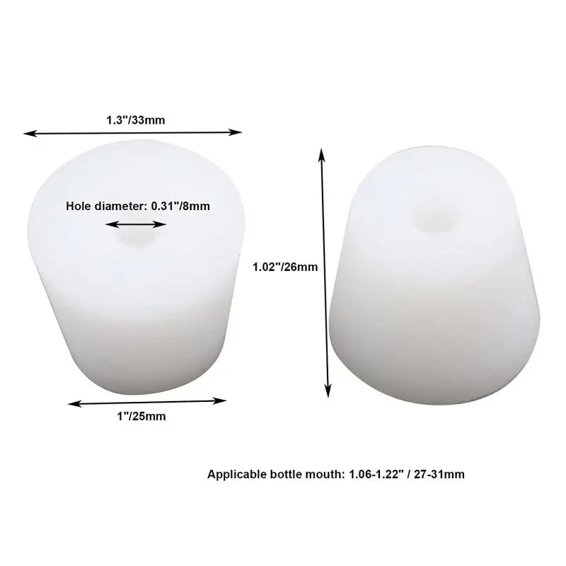 Silicone Solids Plug Fermenter Cover Rubber Stopper With Hole Laboratory Stopper Valve Airlock Stopper