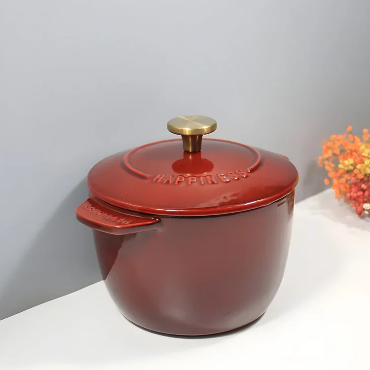 Description Picture 6 of itemRound Cast Iron Dutch Oven 16cm Rice Casserole Cast Iron Rice Cooker Stew Pot Applicable To Cook Rice And Bread Baking Oven Safe