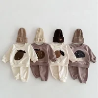 Spring Autumn New Newborn Kid Baby 1-4Y Boy Girl Clothes Set Infant Sweatshirt Set Long Sleeve Pullover Top Pant Suit Outfit 1
