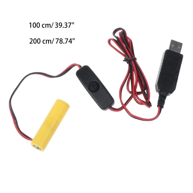 USB-Powered AA Battery Replacement Adapter with Switch for Toothbrush, Lamp, and Toy