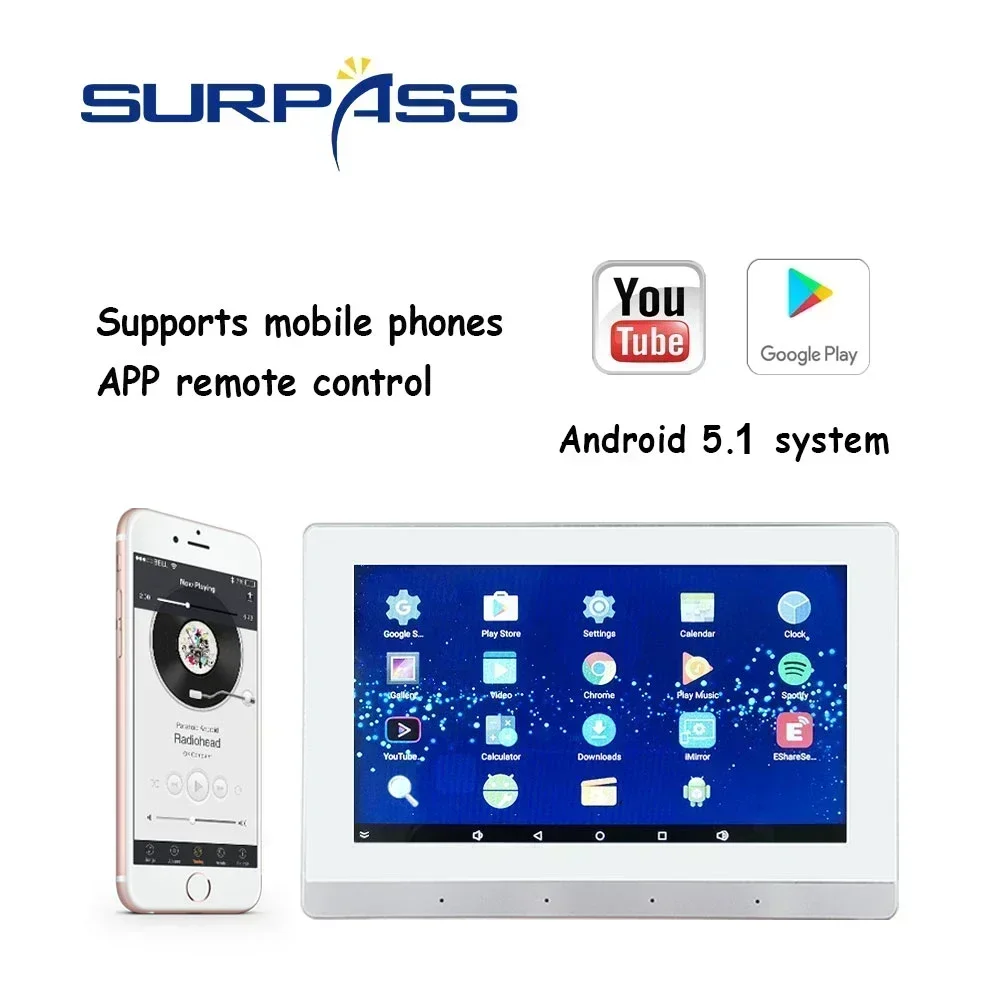 thumbnail image 2 of 7 Inch Android 11 Music Amplifier Audio System 8 X 30W 2 Zone Android 11 Wifi 7 Inch Touch Screen Amplifier Rose Gold 2 of 12