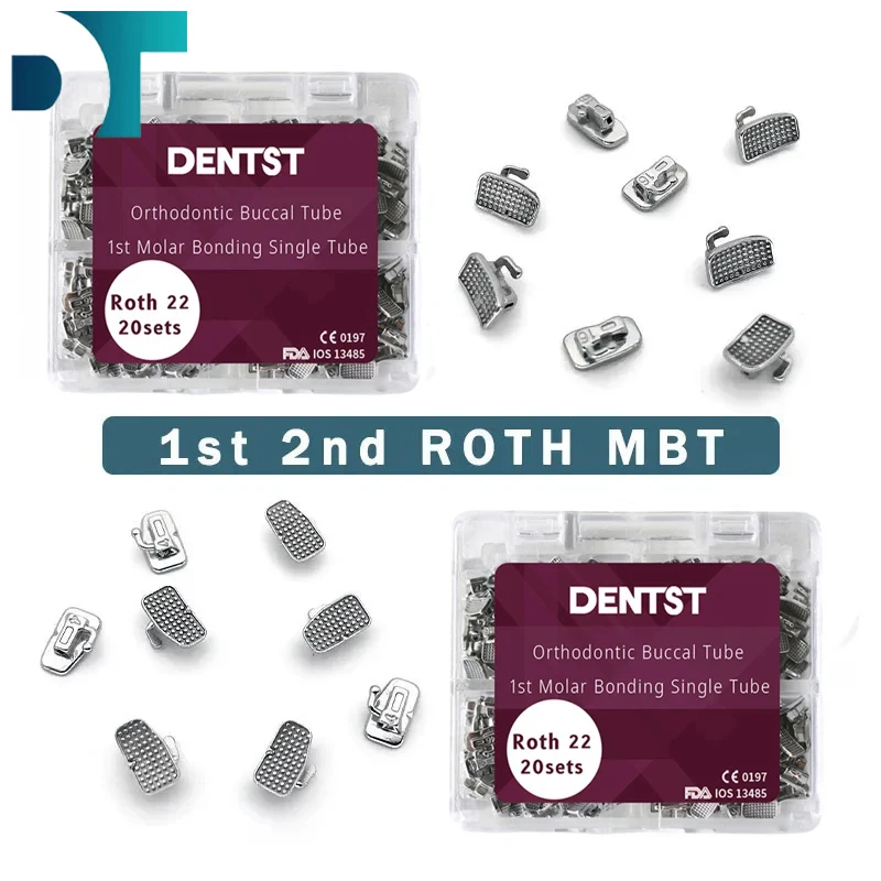 

20set/Box Dental Orthodontic Buccal Tube 1st 2nd Molar Bondable Monoblock Non-Convertible Roth MBT 0.022 Dentistry