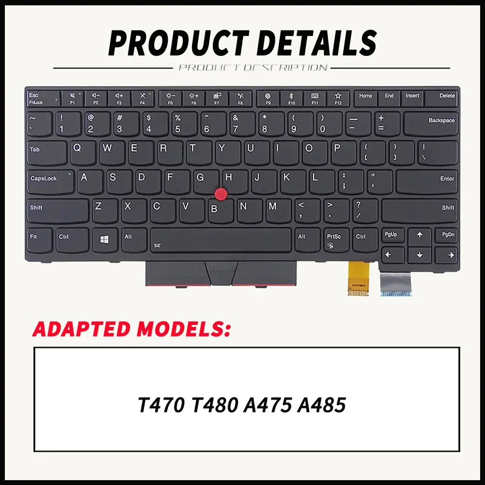For Lenovo ThinkPad US/RU/BR/FR/KR/UK/PT/SP/DE Layout T470 T480 A475 A485 Laptop Keyboard 01HX459 01AX364  SN20P41641