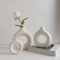 Circle Vase Flower Donut Shape Vase Living Room Decoration Nordic Style Plastic Vase Creativity Desktop Home Decoration Supply 1