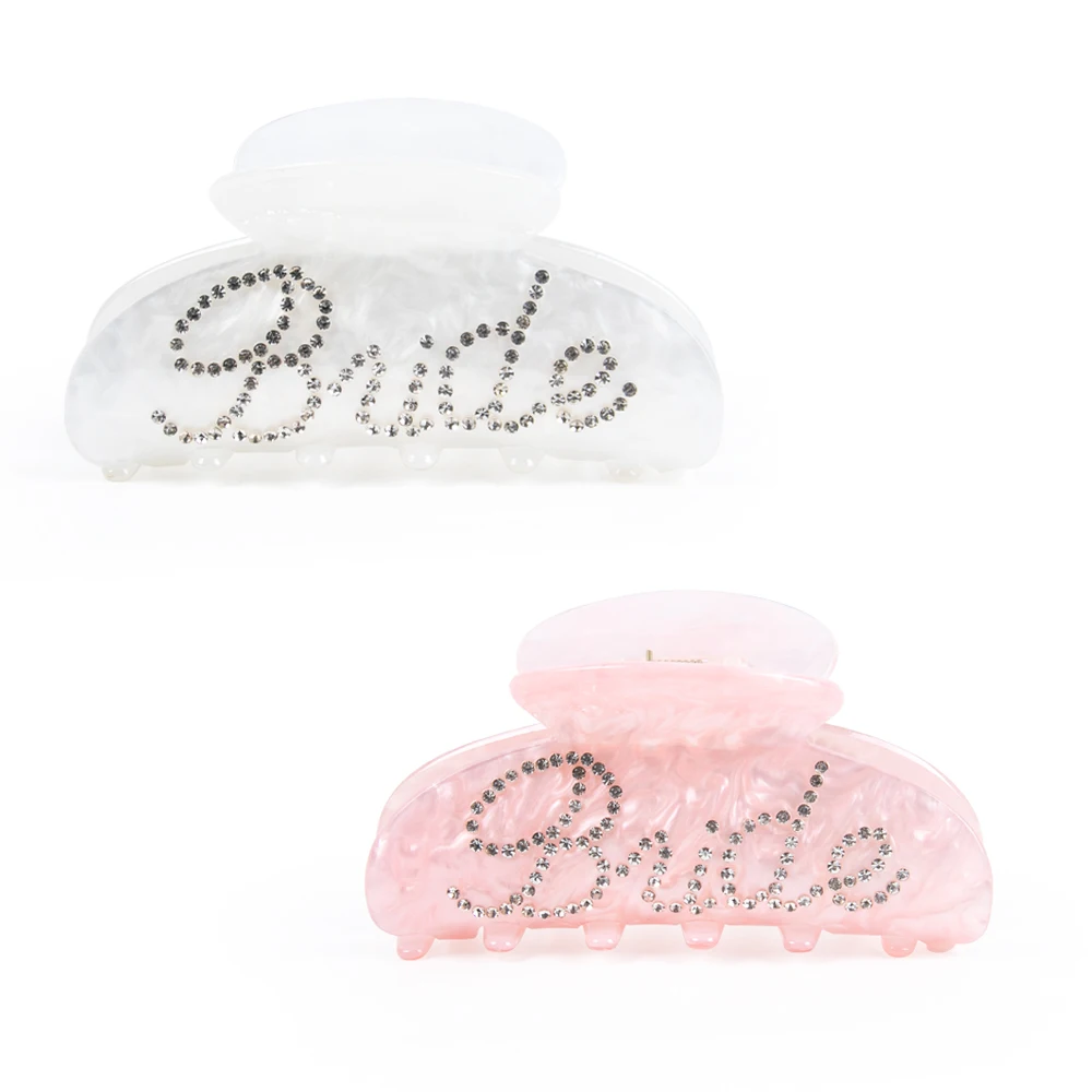 Bride Wedding Hair Clips Bridal Head Piece Pink White Pearl Hair Accessories Bride Favors for Wedding Party Bridal Shower Gifts