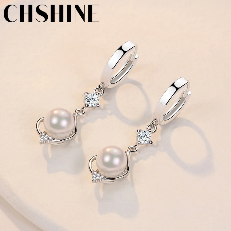 CHSHINE 925 Sterling Silver Water Drop Natural Pearl Earrings for Women Wedding Gift Fashion Jewelry - Image 6