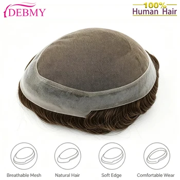 Toupet da Uomo Australia, Base in Pizzo Svizzero, Capelli Umani, Attaccatura Naturale, Protesi Capillare Maschile, Parrucca Durevole, Sistema Capillare Maschile