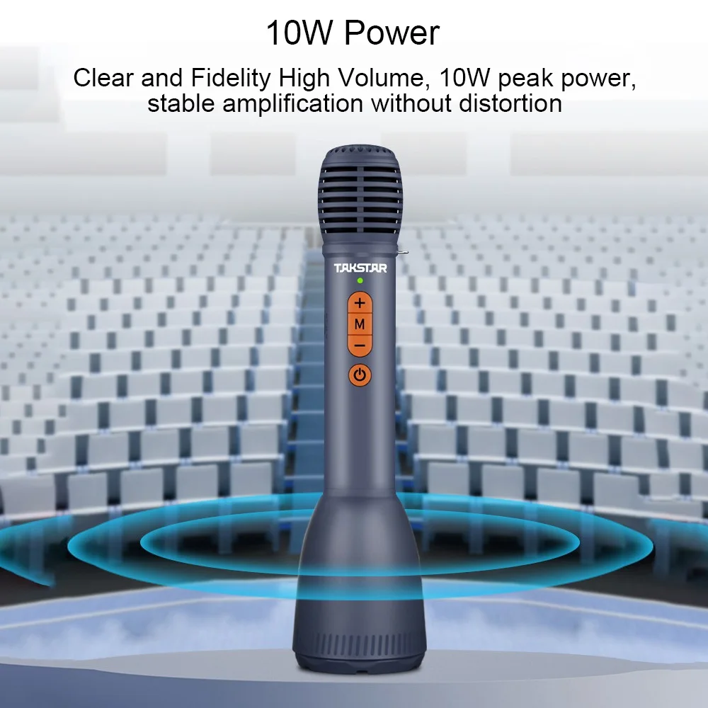 TAKSTAR DA10S Handheld Speech Microphone 2600mAh Rechargeable Mic 7-Mode & 5-Level Volume Adjustable with Windscreen for Speech