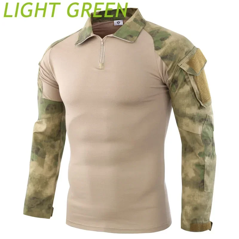 Men's Camouflage Tactical Shirt Long Sleeve Soldiers Combat T Shirt Cotton Camo Men Uniform Airsoft Shirts