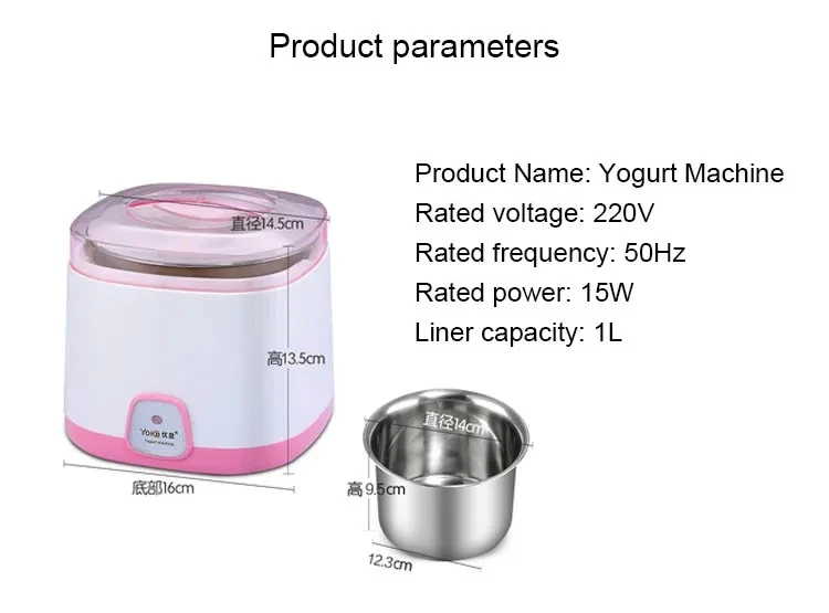 DMWD Automatic Yogurt Maker with 3 Jars DIY Tool Electric Yogurt Maker 15W Kitchen Appliances Stainless Steel Liner EU US