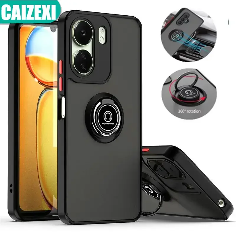 Magnetic Holder Ring Shockproof Armor Case - Matte Finish
