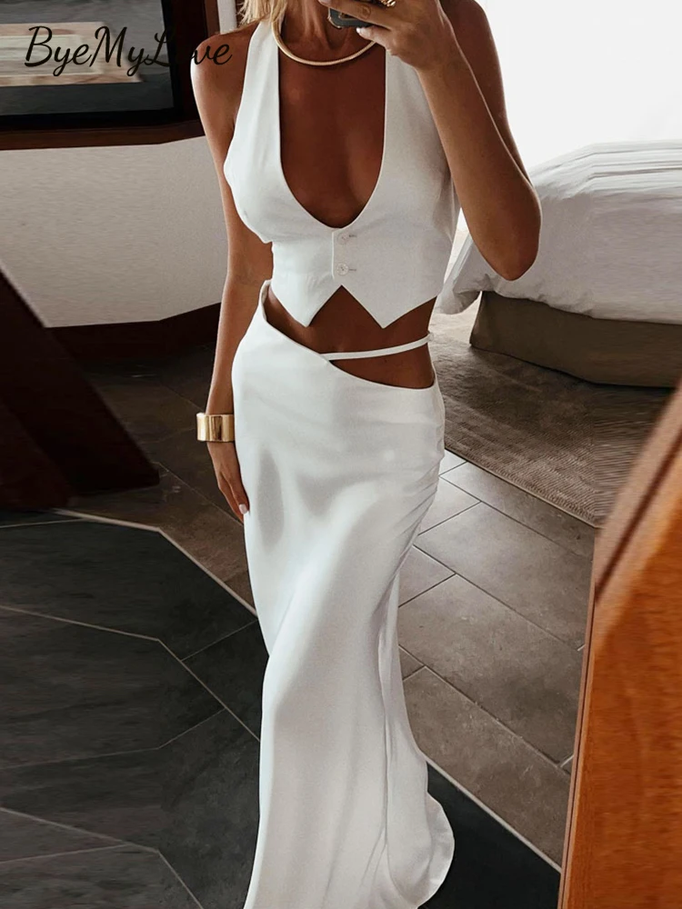 Women's sexy bib top drape skirt elegant two-piece set main image 1
