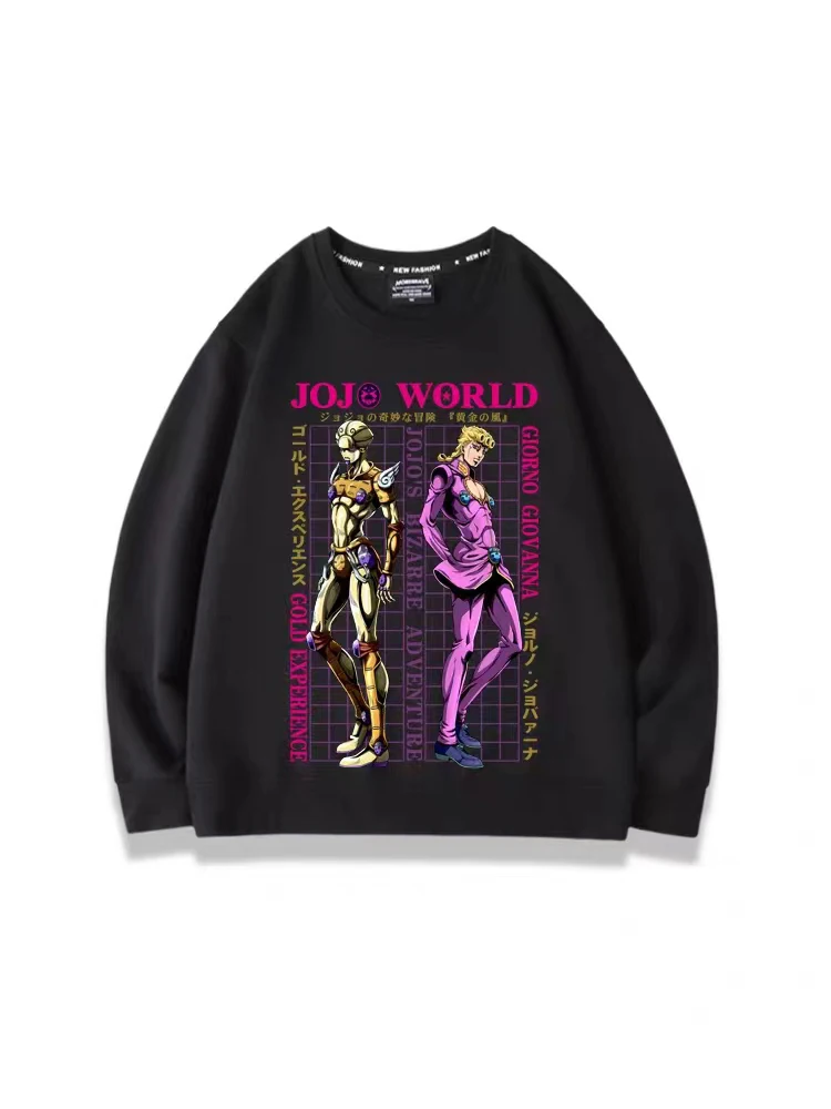 Giorno Giovanna Anime Sweatshirt JoJo's Bizarre Adventure Manga Graphic Clothes Winter Oversize Pullover Men Tracksuit Women Top
