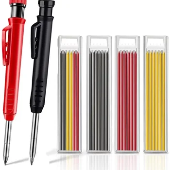 Matita da carpentiere solida, utensili per la lavorazione del legno, matita meccanica, ricarica in 3 colori, attrezzi per lavori edili