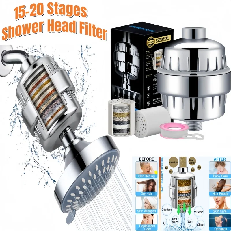 High Output Revitalizing Shower Filter with Replaceable Cartridge – Eliminates Chlorine and Heavy Metals, Softens Hard Water