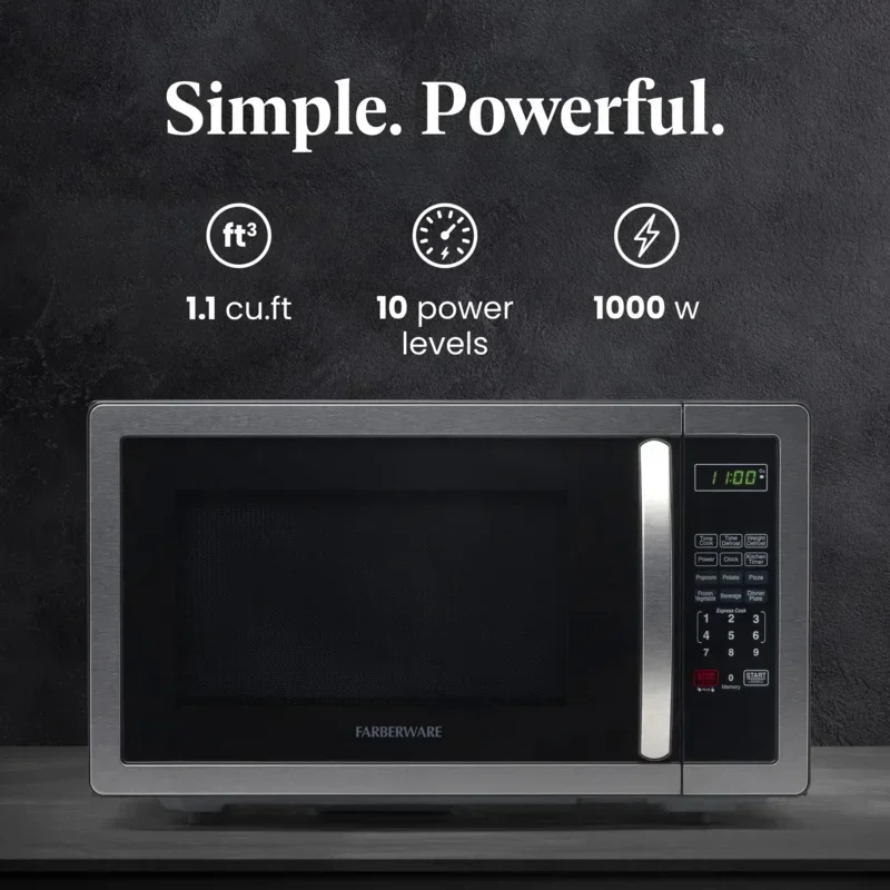 QWQJQWFarberware Countertop Microwave 1000 Watts,1.1cu ft-Microwave Oven With LED Lighting and Child Lock-Perfect for Apartment 3