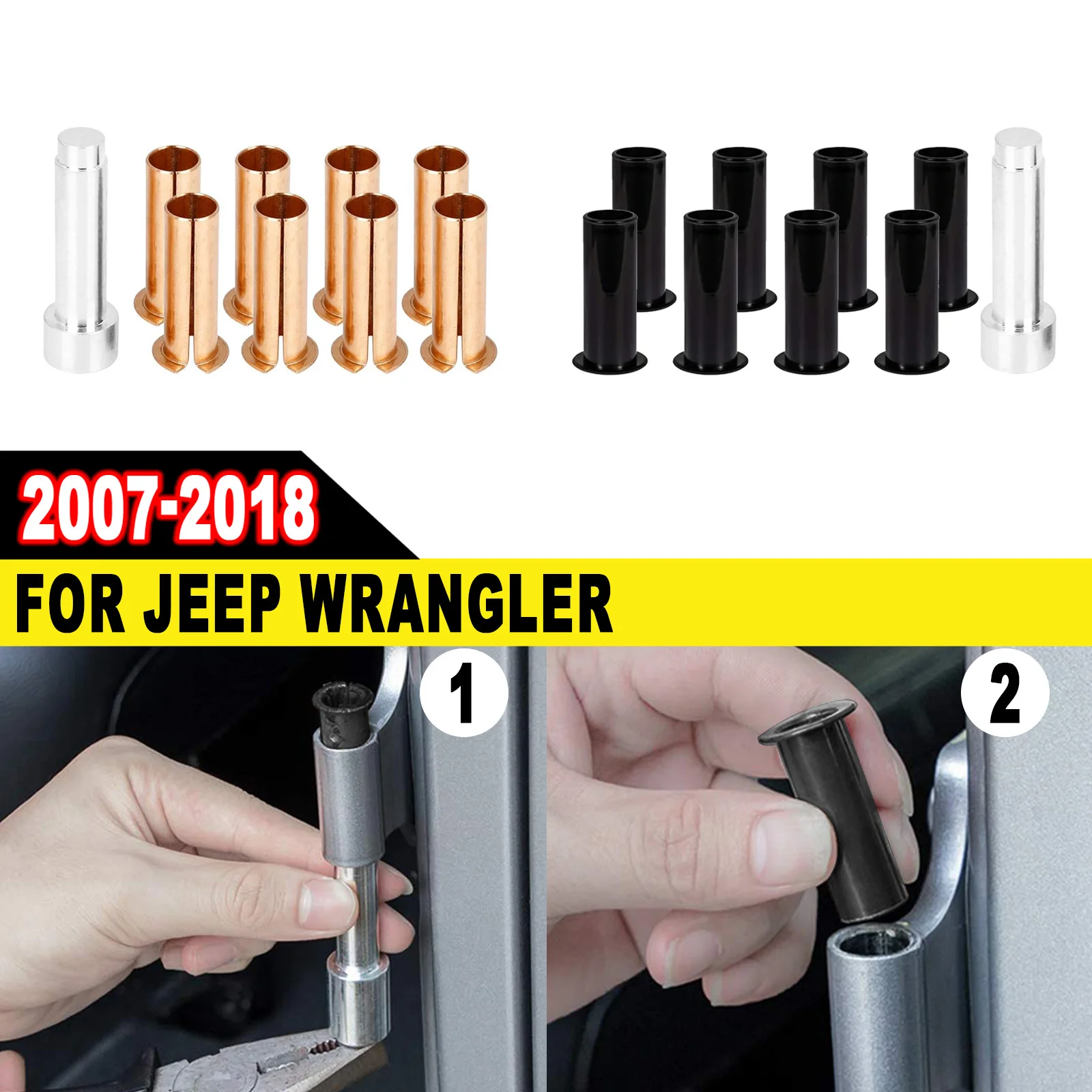 4-Door Door Hinge Pin Bushing Repair Kit For Jeep Wrangler 2007-2018 Door Bushing Removal Tool to Remove Corrosive Hinges
