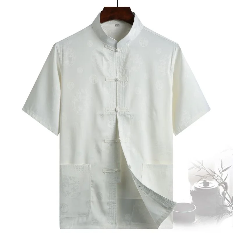Chinese New Year Traditional Chinese Men Shirt Tops Male Stand Collar Kung Fu Clothes tang suit man hanfu blouse tai chi wushu