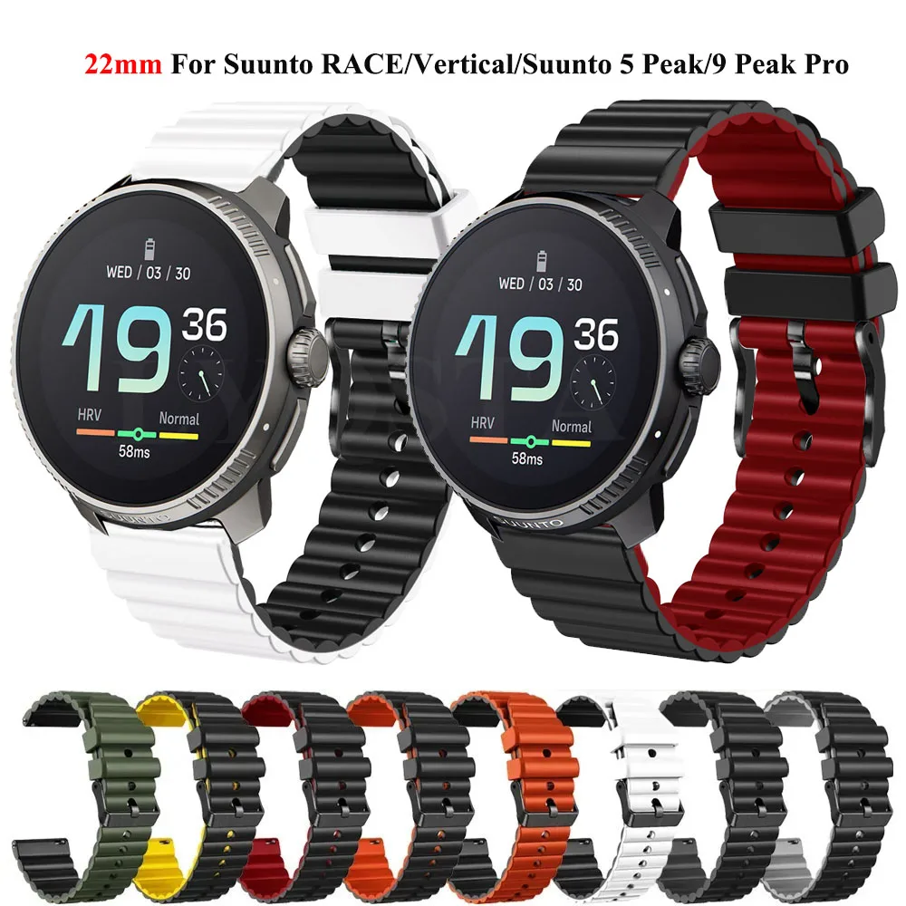 

New Watchband For Suunto RACE Vertical 22MM Silicone Watch Straps For Suunto 9 Peak Pro 5 Peak Replacement Watch Band Bracelet