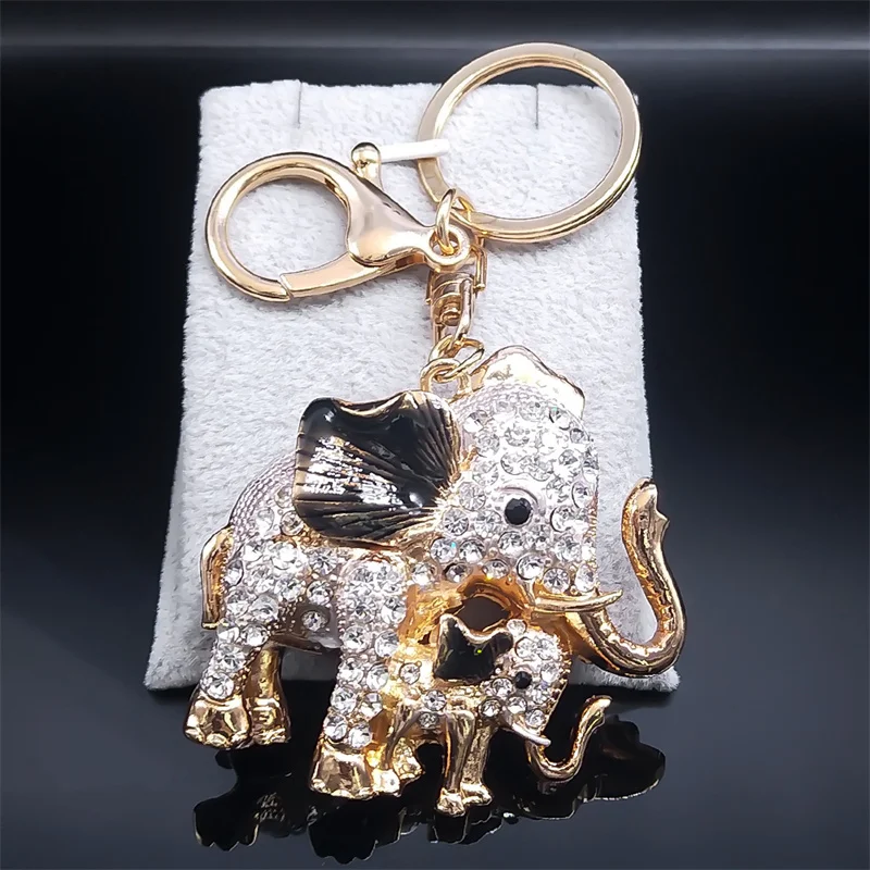 Mignon Animianl Porte-clés pour femmes Bling Elephant Key Ring