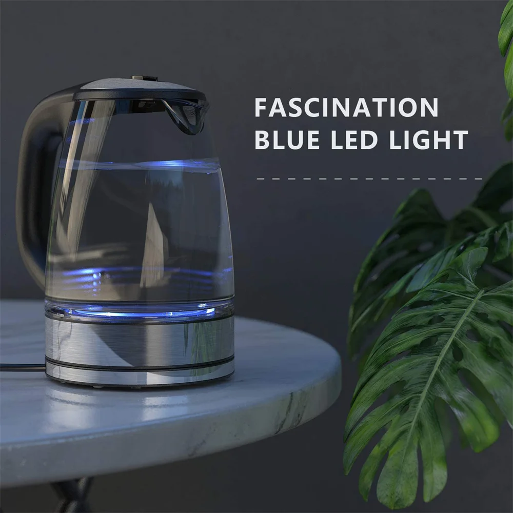 DEVISIB Electric Tea Kettle for Boiling Water Stainless Steel Filter 2L/2200W Hot Water Boiler Wide Opening Automatic Shut Off 6