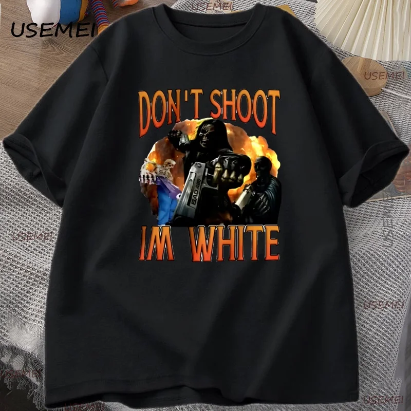 Playful Don't Shoot Graphic Unisex Vintage T-Shirt – Casual Humor Short Sleeve Streetwear Tee