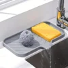 Sink Silicone Tray With Drain Soap Sponge Storage Holder Countertop Sink Scrubber Brush Soap Storage Rack Kitchen Organizer 3