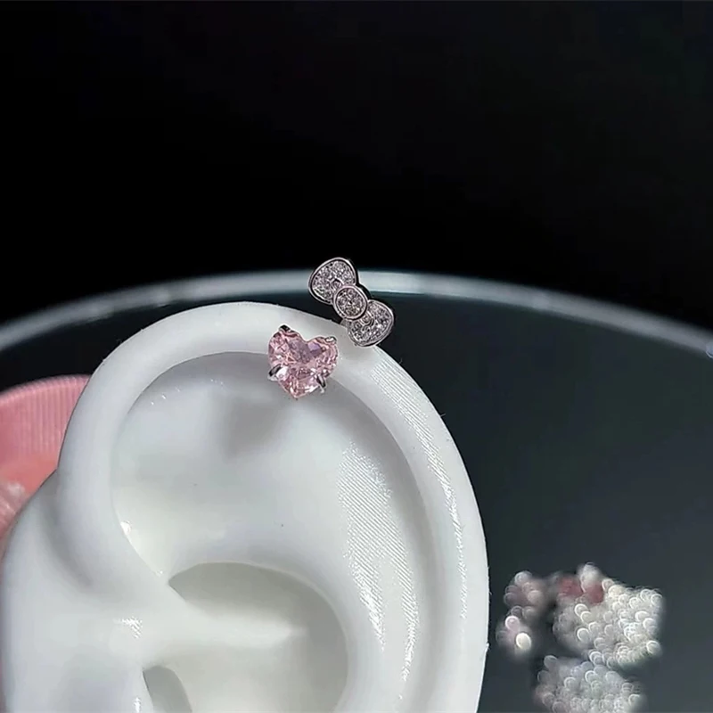 1pcs Shiny Cross Zircon 316L Stainless Steel Ear Bone Nail Y2K Style Silver Color Earring For Women Cochlear Accessories