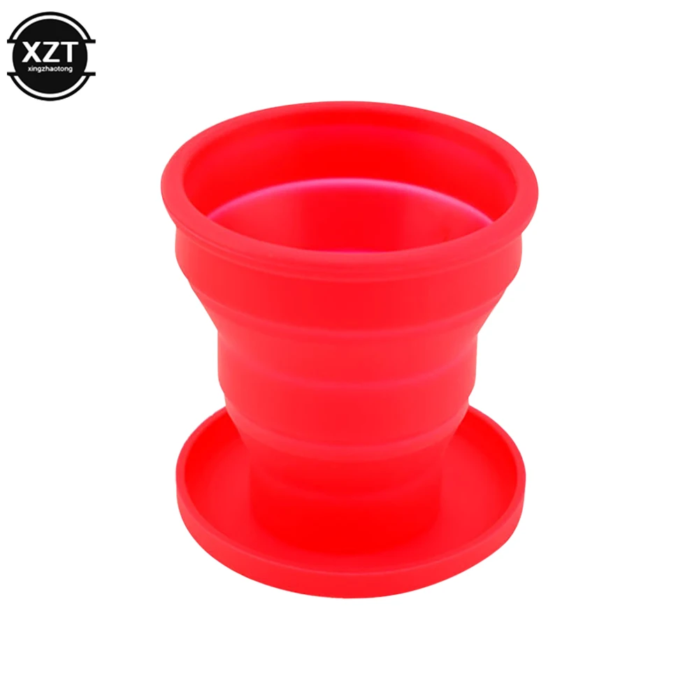 200ml Portable Silicone Retractable Folding Cup With Lid Telescopic Collapsible Drinking Cup Outdoor Travel Water