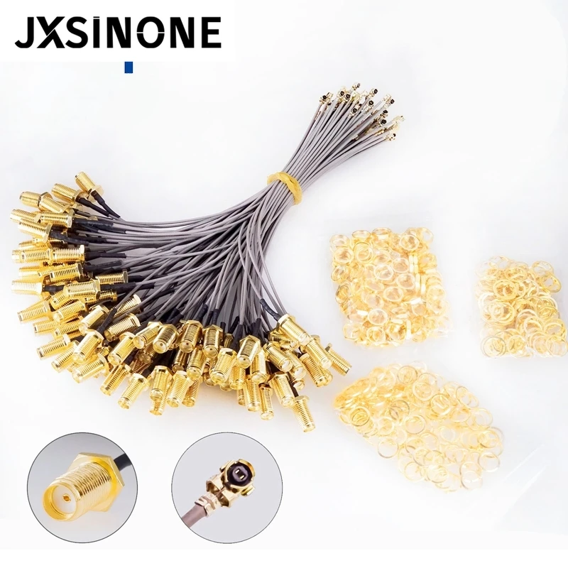 

JXSINONE 100pcs SMA Female Connector Cable To UFL/u.FL/IPX/IPEX UFL To SMA Female RG1.13 Antenna RF Cable Assembly 15cm