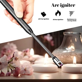 1/2/5pcs Windproof Kitchen Electric USB Lighter Candle BBQ Gas Stove Ignition Gun Camping Rechargeable Arc Flameless Lighter 6