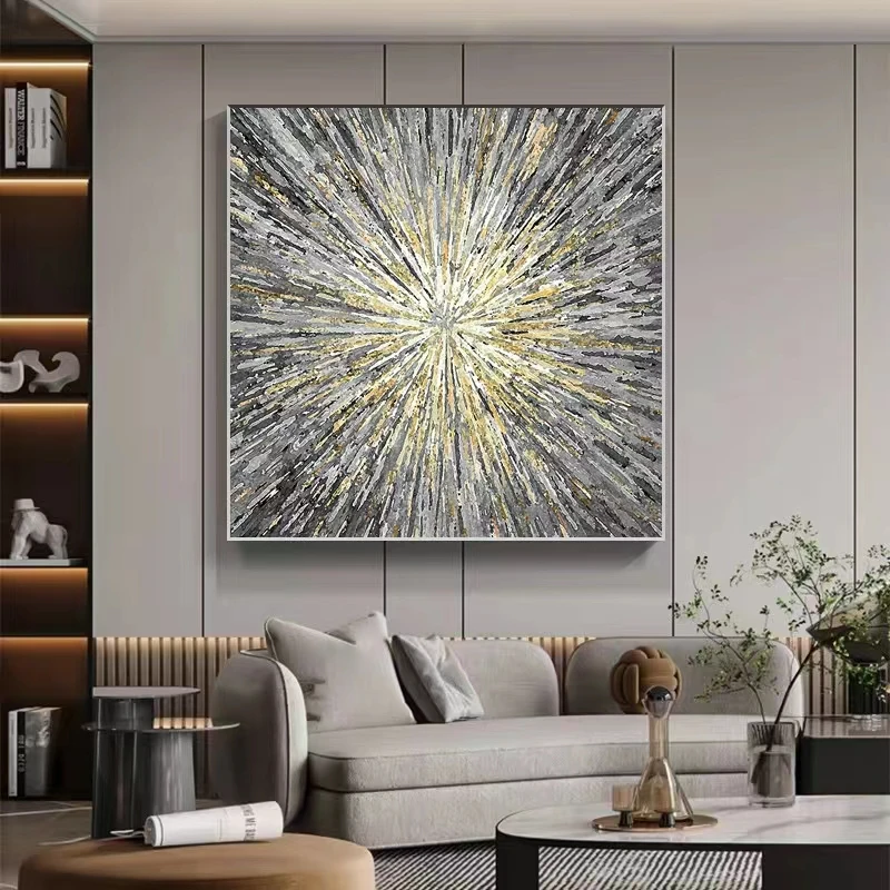 

Gold Foil Lines Hand-painted Oil Painting Abstract Texture Painting Dining Room Decorative Painting Italian High Art Painting