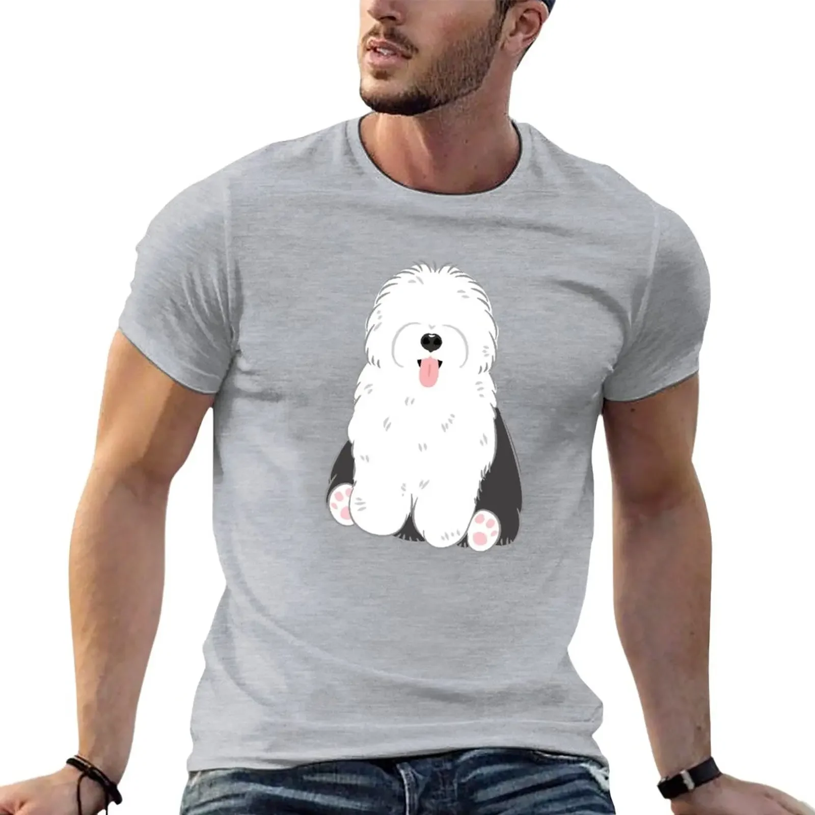 

LOVE Old English Sheepdog - Black and White 1 T-Shirt blanks vintage clothes plus size tops mens t shirts pack