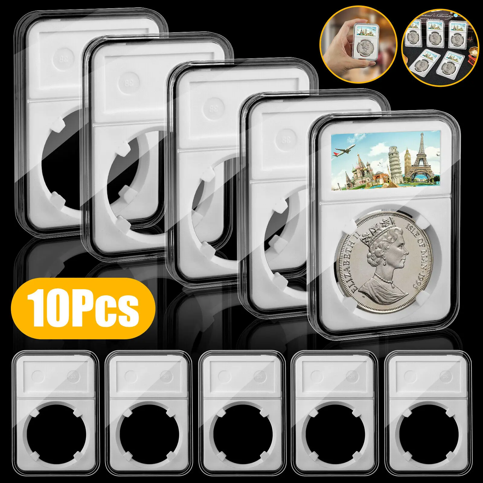100* USA Con Slab Dsplay Case Storage 38mm For MORGAN,PEACE,KE - Foto 6