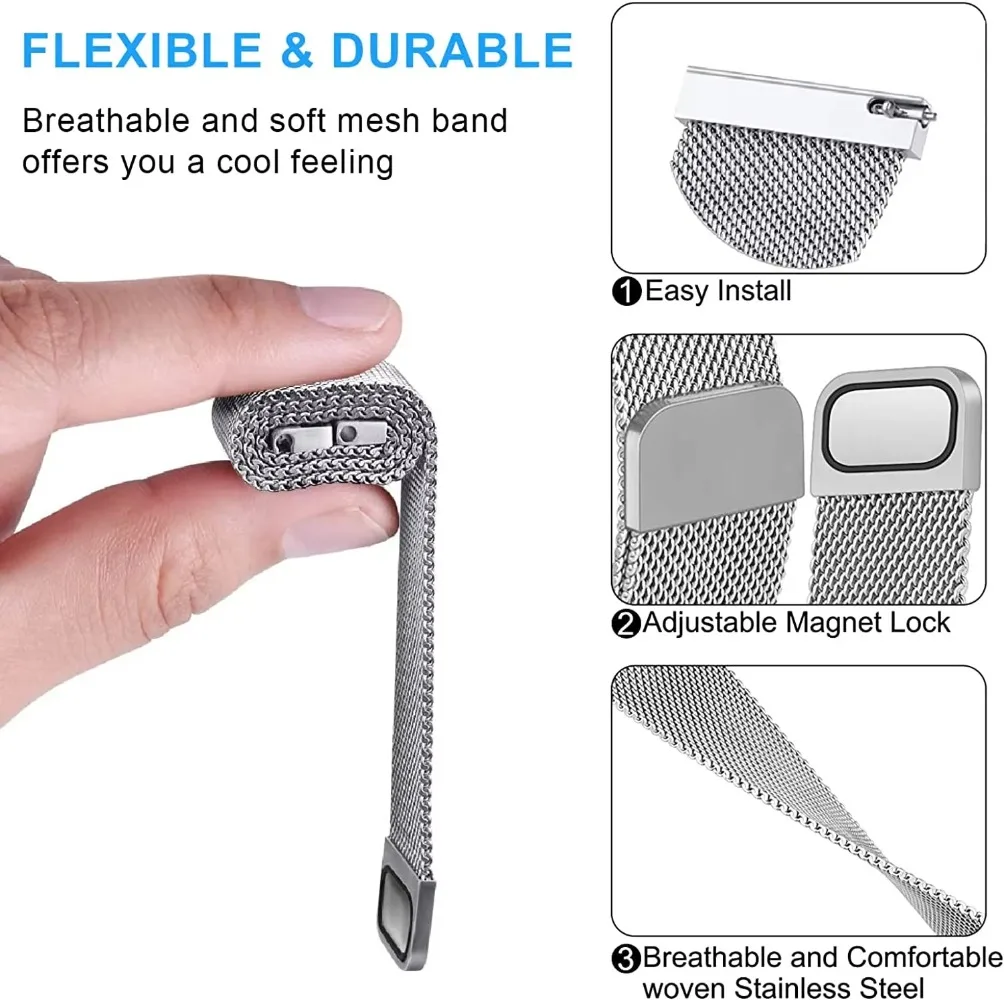 Elegant Metal Milanese Strap - 20mm/22mm - Comfortable Bracelet in Silver
