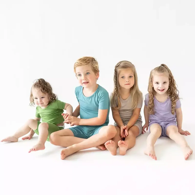 2025 Bamboo Fiber Clothes Kids Pyjamas Sets Long Sleeve Elasticity Breathable Sleepwear Toddler Boy Girl Loungerwear Outfits 3