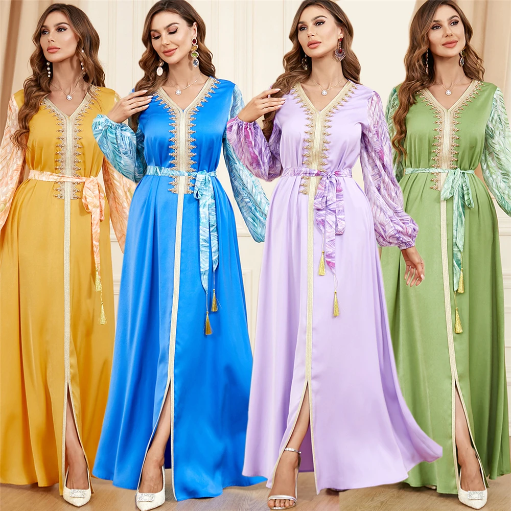 

Arab Morocco Muslim Dress Abaya Women Beading Maxi Abayas Dubai Turkey Islam Kaftan Evening Gown Robe Longue Musulmane Vestidos