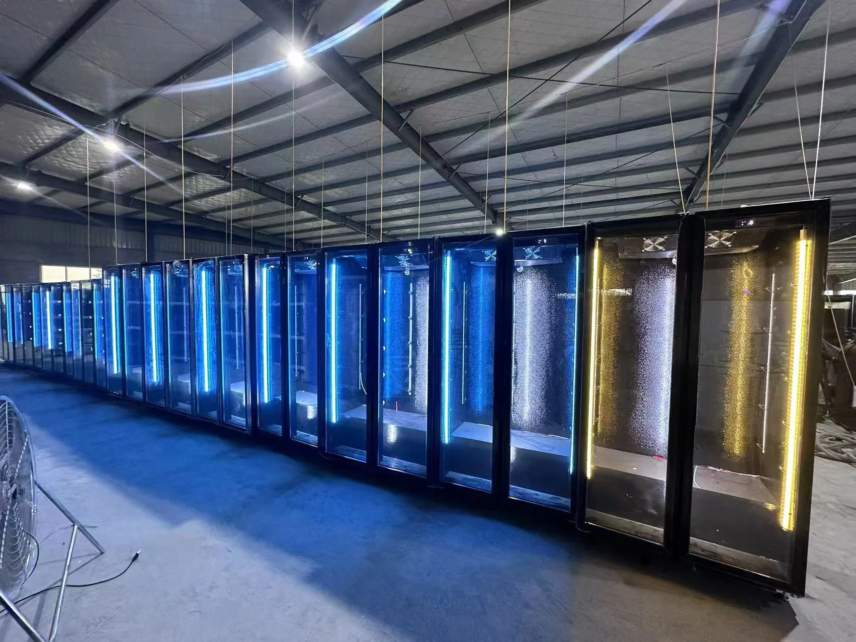 Black Vertical Glass Doors Display Cooler Single-Temperature LED Light Open Door Type Supermarket Bar Chiller