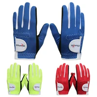 1 Pair Golf Gloves Kids Junior Children Left Hand Right Hand Rain Grip 3D Performance Mesh Non-slip Micro Soft Fiber 1