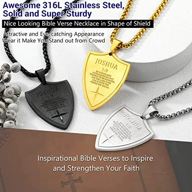 PROSTEEL Dog Tag Cross Necklace for Men Boys Stainless Steel Silver Pendant  Chain Bible Verse Inspirational Religious Christian Jewelry Gifts, Military  Tag with Words 