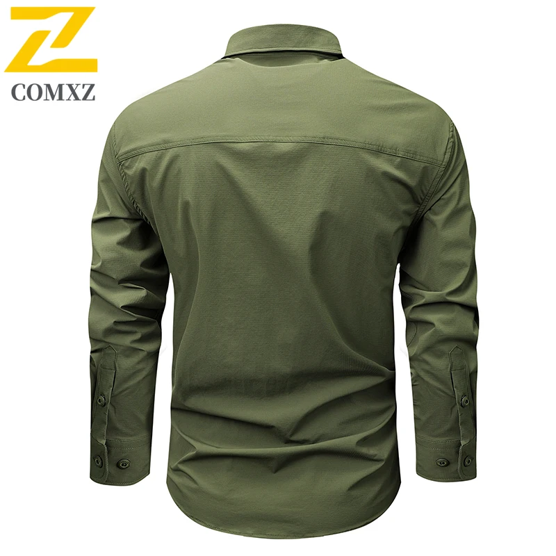 EiAO Outdoor Training Shirt Men Spring Autumn Stretch Quick Dry Hiking Trekking Work Clothing Breathable Durable Performance Top