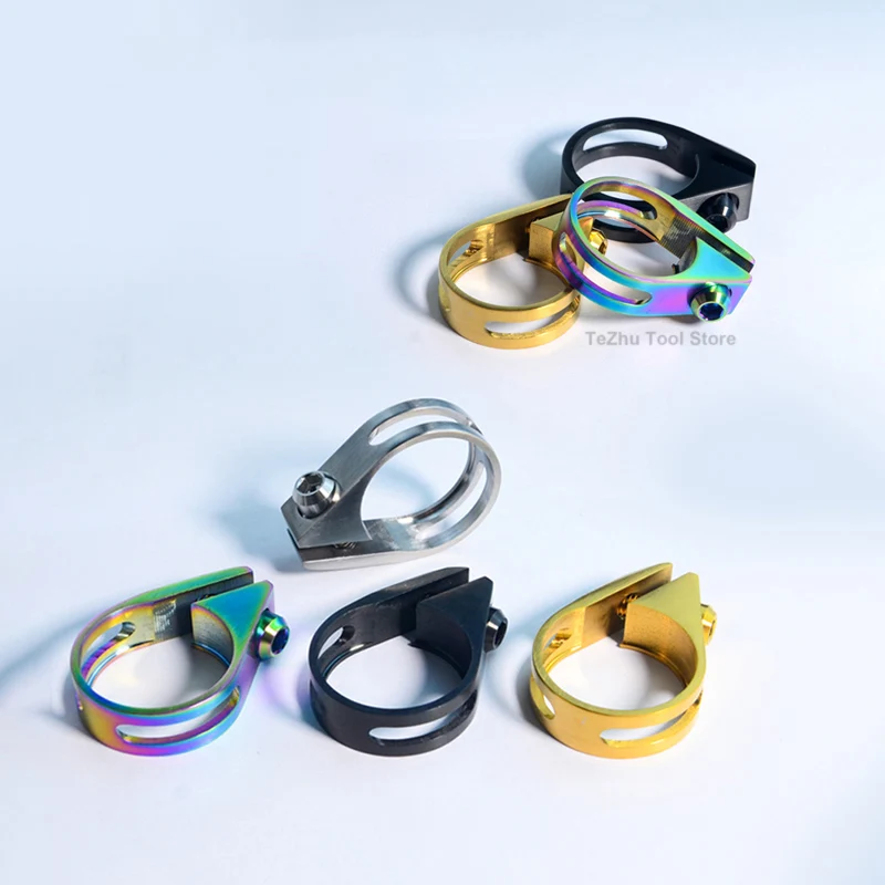 1Pcs Titanium Bicycle Seatpost Clamp For MTB Road Bike 34.9mm/31.8mm Titanium Alloy Seat Tube Clip Bike Accessories